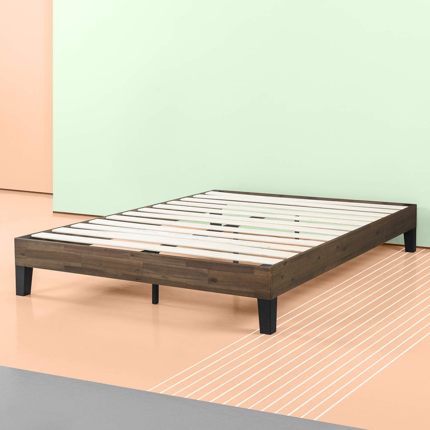 Zinus Tonja Wood Platform Bed Frame with Headboard, Mattress Foundation with Wooden Slat Support, No Box Spring Needed, Easy Assembly, Full
