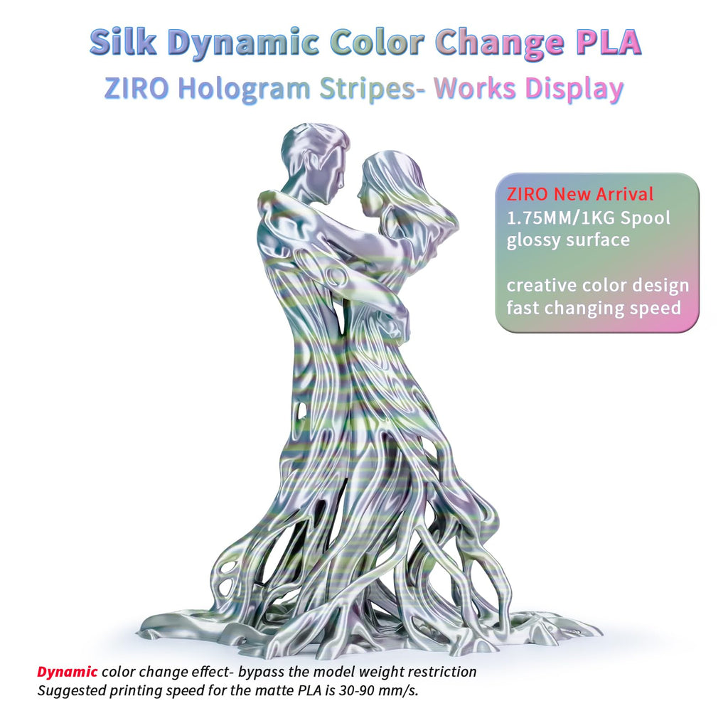ZIRO Fast Color Change PLA, 1.75mm Color Gradient Filament, Glossy Rainbow PLA Filaments, Fit Most 3D Printer Pen, Shiny Surface 1KG/2.2lbs Spool, Aqua Sky (Silk)