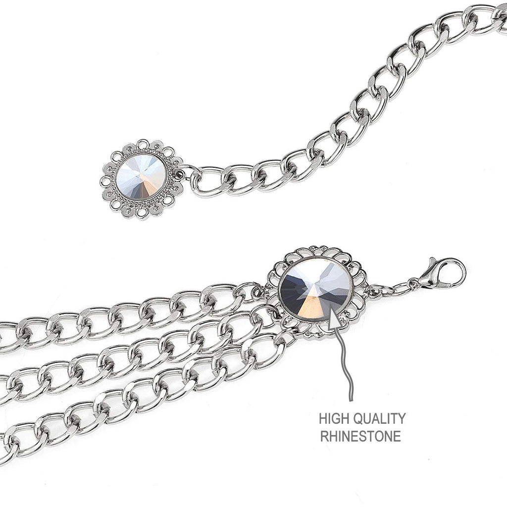 Glamorstar Multilayer Metal Waist Chain Dress Belts Metal Belt for Women