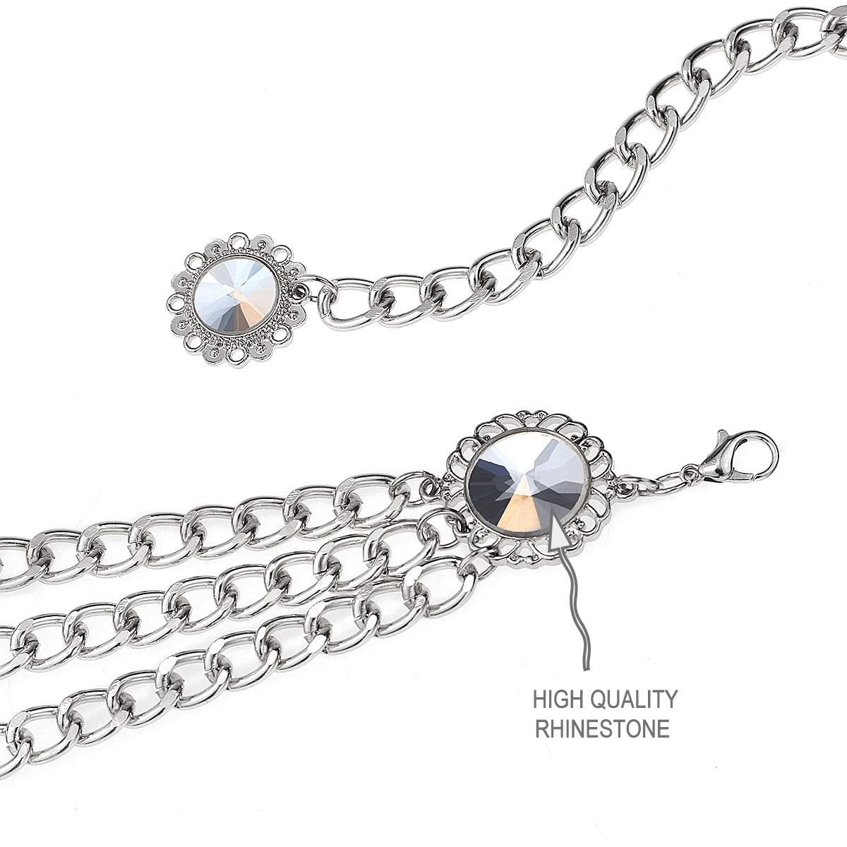 Glamorstar Multilayer Metal Waist Chain Dress Belts Metal Belt for Women