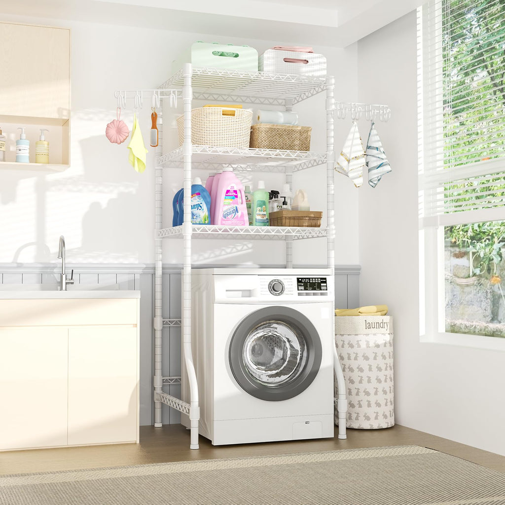 Ulif U8 Medium Laundry Room Storage Organizer, Over the Washer and Dryer Storage Shelves for Laundry Organization, 32.3”W x 17.3”D x 76.2”H, Suit Washing Machine Width within 29.9”, Hold 304 lb, Black