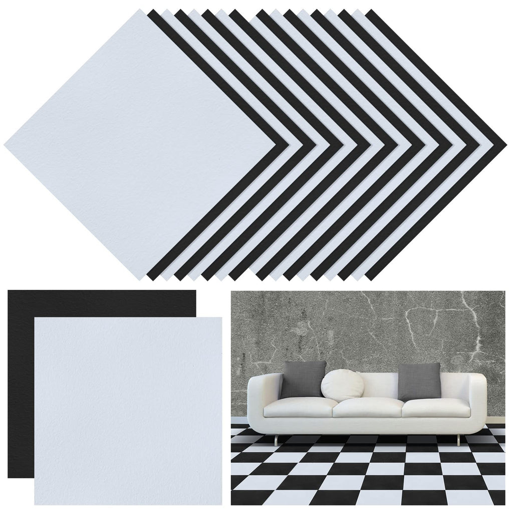 Spiareal 48 Pieces Peel and Stick Floor Tiles Vinyl Flooring 12 x 12 Inch Stick on Floor Tile Self Adhesive Waterproof DIY for Bathroom Kitchen Bedroom Living Room(Black Marble)