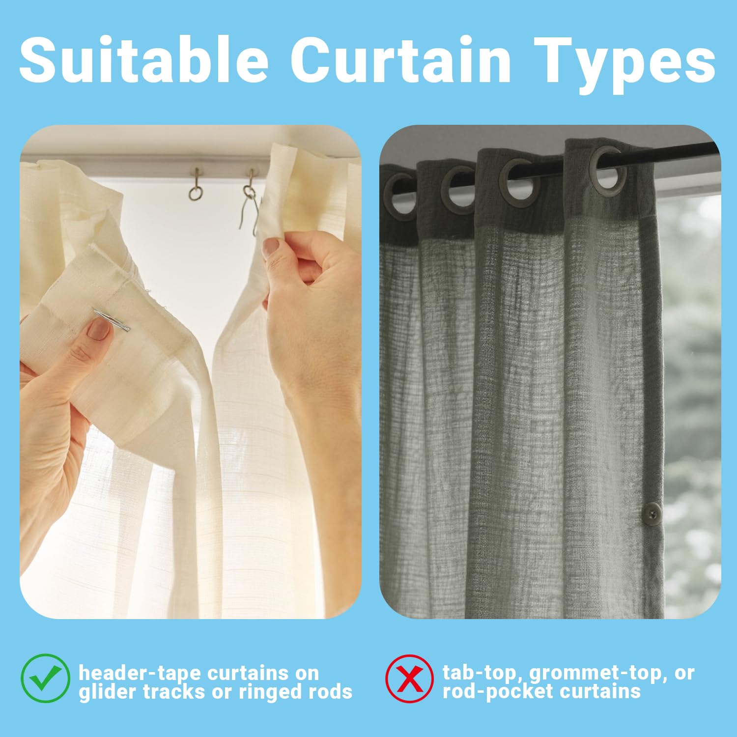 1.2 Inches Curtain Hooks, Sopito 58pcs Metal Drapery Pin and Hook for Door Window Shower Curtain, Bronze