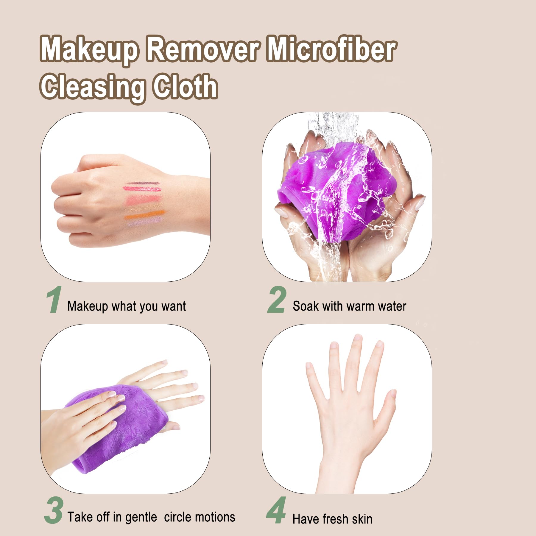 KODAMO Makeup Remover Cloth, Reusable Makeup Remover Pads Washable with Mesh Bag, Microfiber Makeup Removal Face Wash Cloths with Just Water, Gentle Soft, 12 Pack