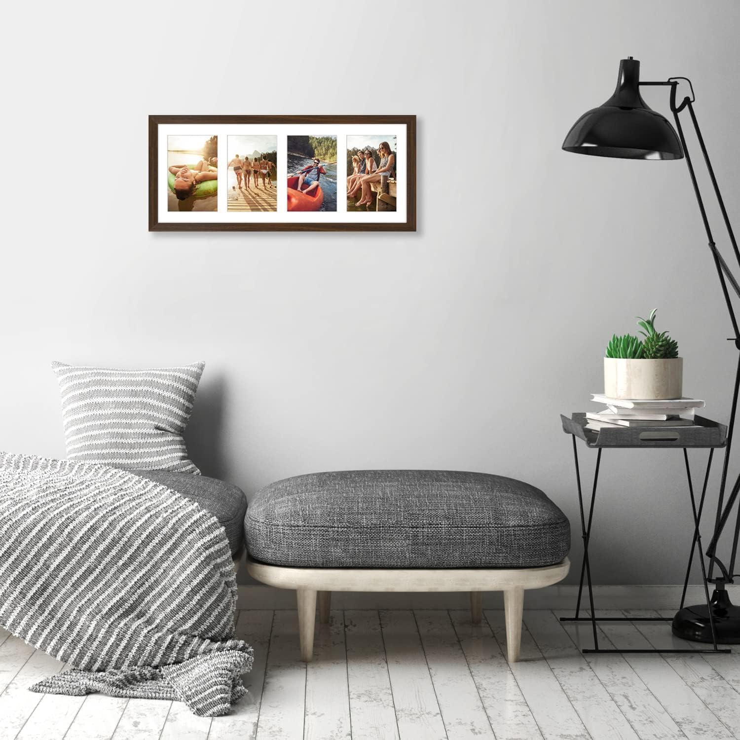 Americanflat 4x6 Double Picture Frame with Shatter-Resistant Glass - Fits Two 4x6 Photos or use as One 6x14 Frame - Signature Collection - Collage Frames for Tabletop and Wall Display - Black