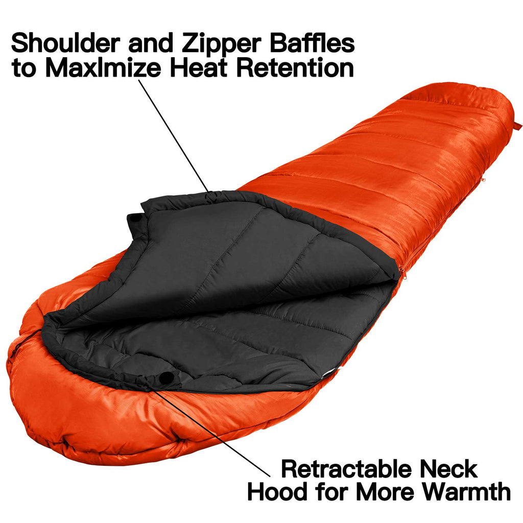 Bessport Mummy Sleeping Bag | 15-45 ℉ Extreme 3-4 Season Sleeping Bag for Adults Cold Weather– Warm and Washable, for Hiking Traveling & Outdoor Activities