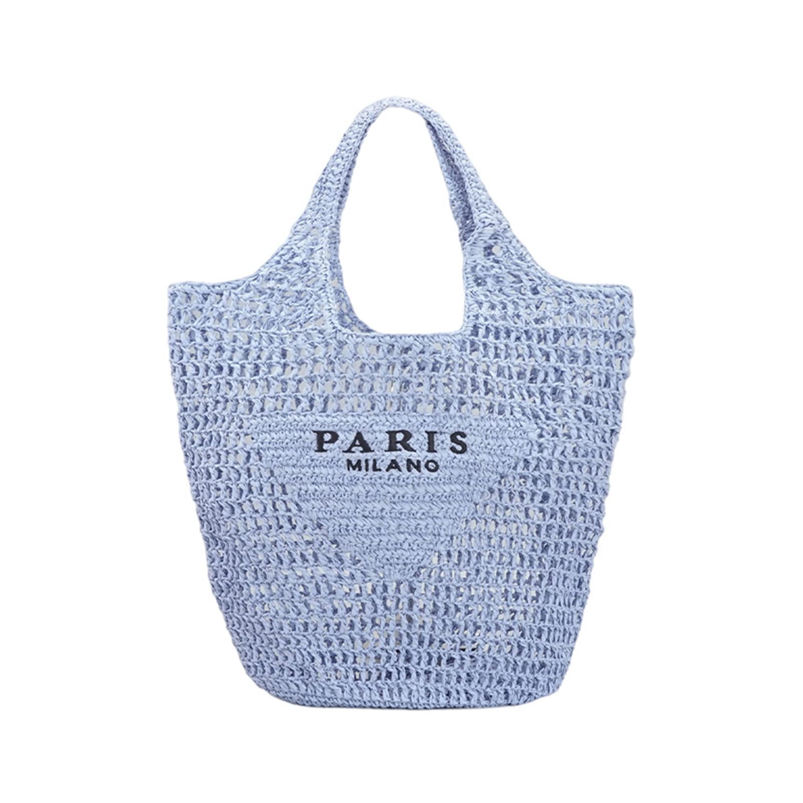 POOOPSSD New Woven Bag, Straw Mesh Tote Bag, Beach, Shoulder Bag, Hobo Women, Foldable Large Capacity, for Holiday.