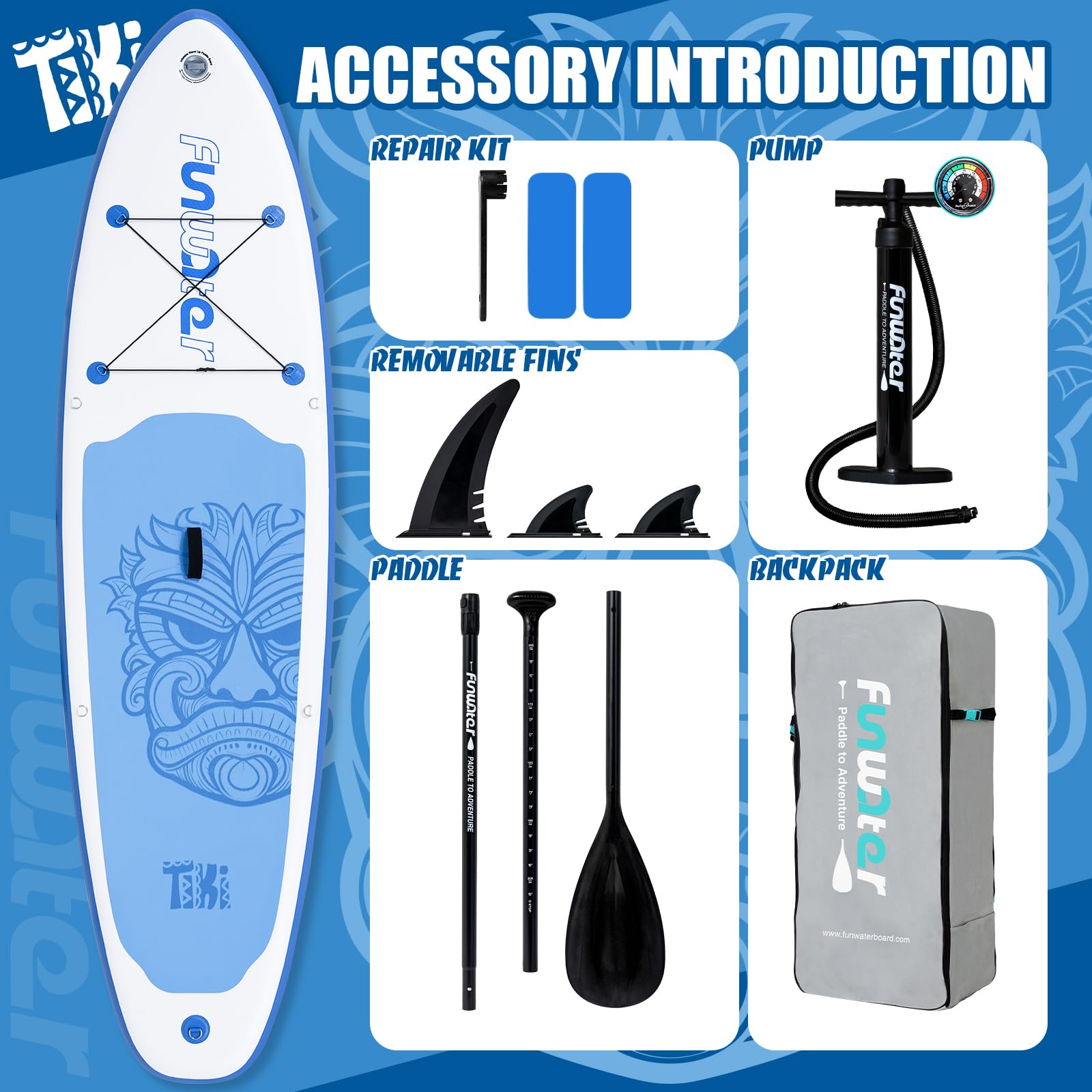 FunWater Inflatable Ultra-Light Stand Up Paddle Board for All Skill Levels with Premium SUP Paddleboard Accessories,Non-Slip Comfort Deck for Youth & Adults