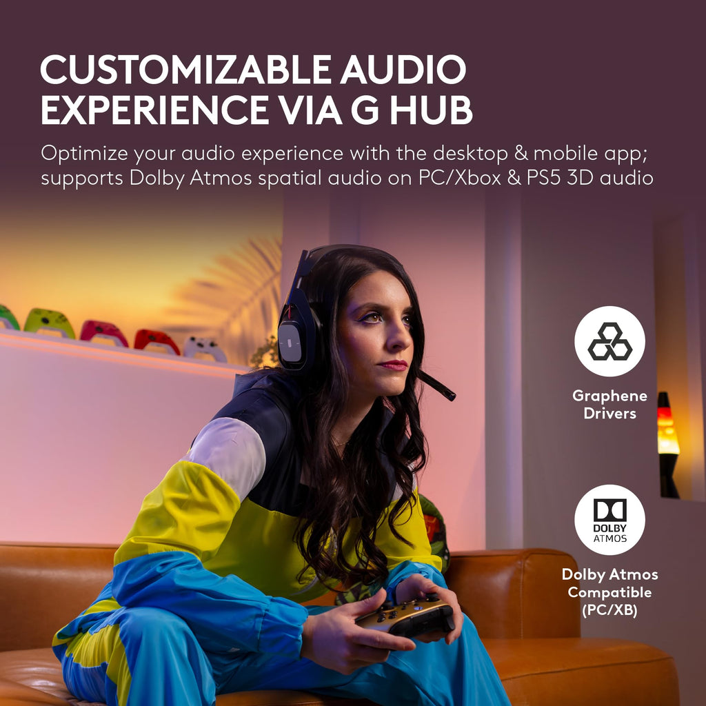 Logitech G Astro A50 X Multi-Platform Wireless Gaming Headset + Base Station for PS5/Xbox/PC: PLAYSYNC Video & Audio Switcher, HDMI 2.1 4K 120Hz VRR, <24bit/48kHz, 24hr Battery, 2.4GHz & BT - Black