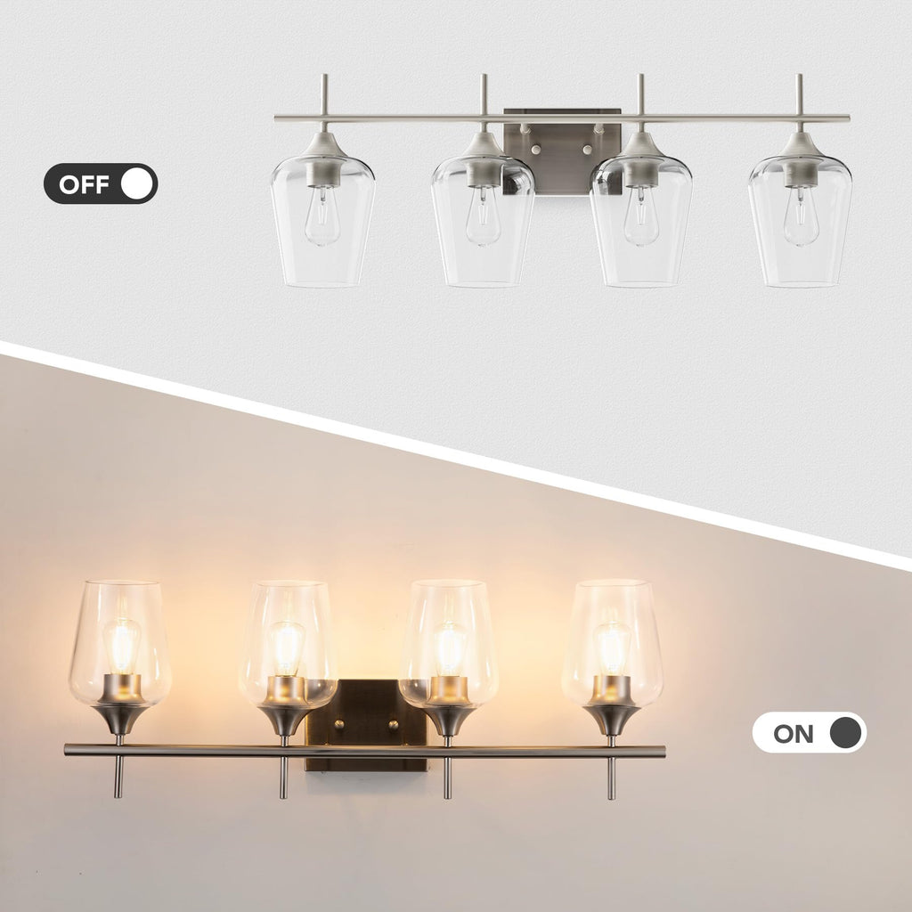 VONLUCE Bathroom Vanity Light, 2 Light Bathroom Light Fixture Over Mirror, Bathroom Wall Lamp with Clear Glass, Modern Brushed Nickel Vanity Lighting fixtures for Bathroom, Bedroom, Hallway