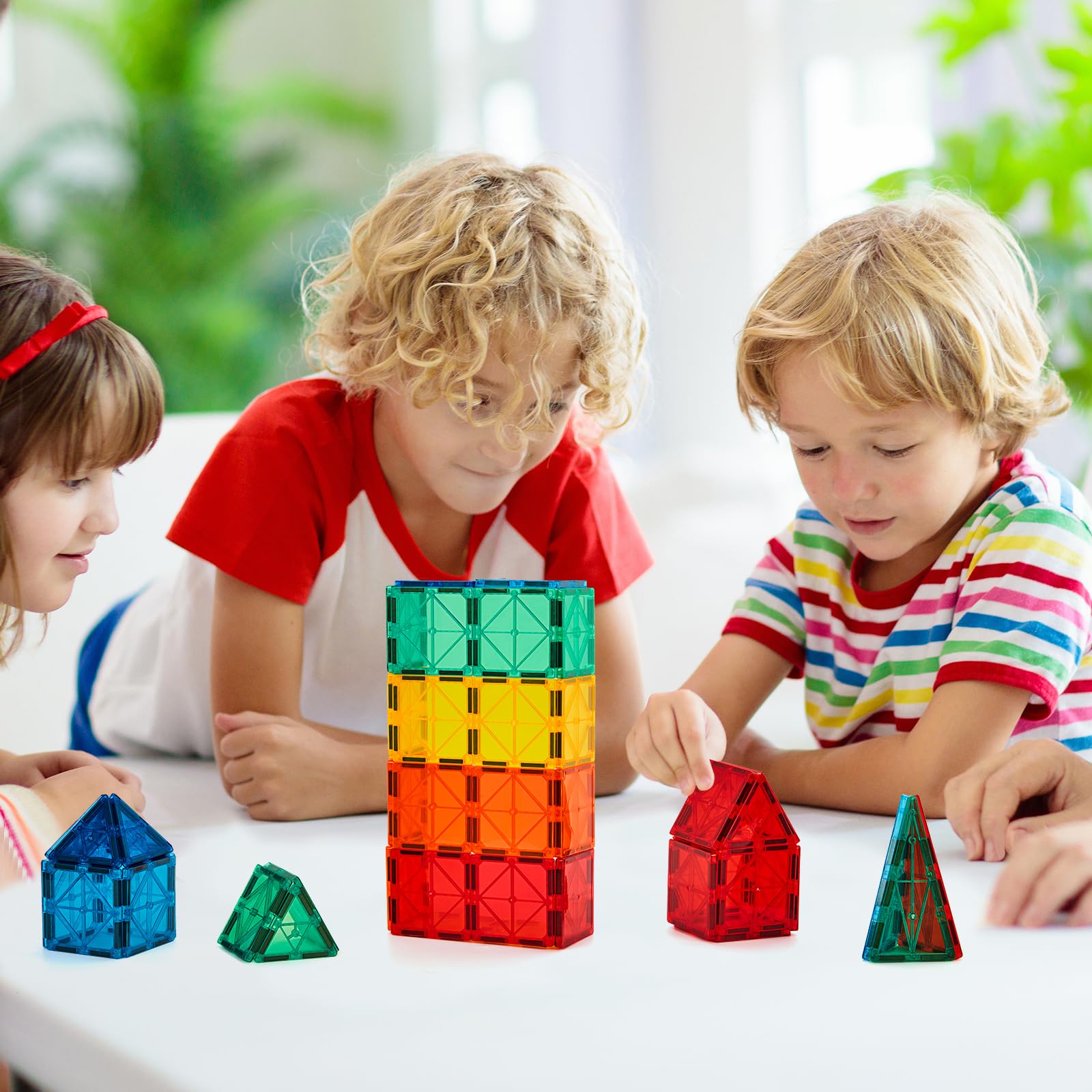 FNJO Magnetic Tiles, 110PCS Magnet Building Set, Magnetic Building Blocks, Construction STEM Learning and Playing Toys for Kids, Montessori Toy for Preschool Boys Girls