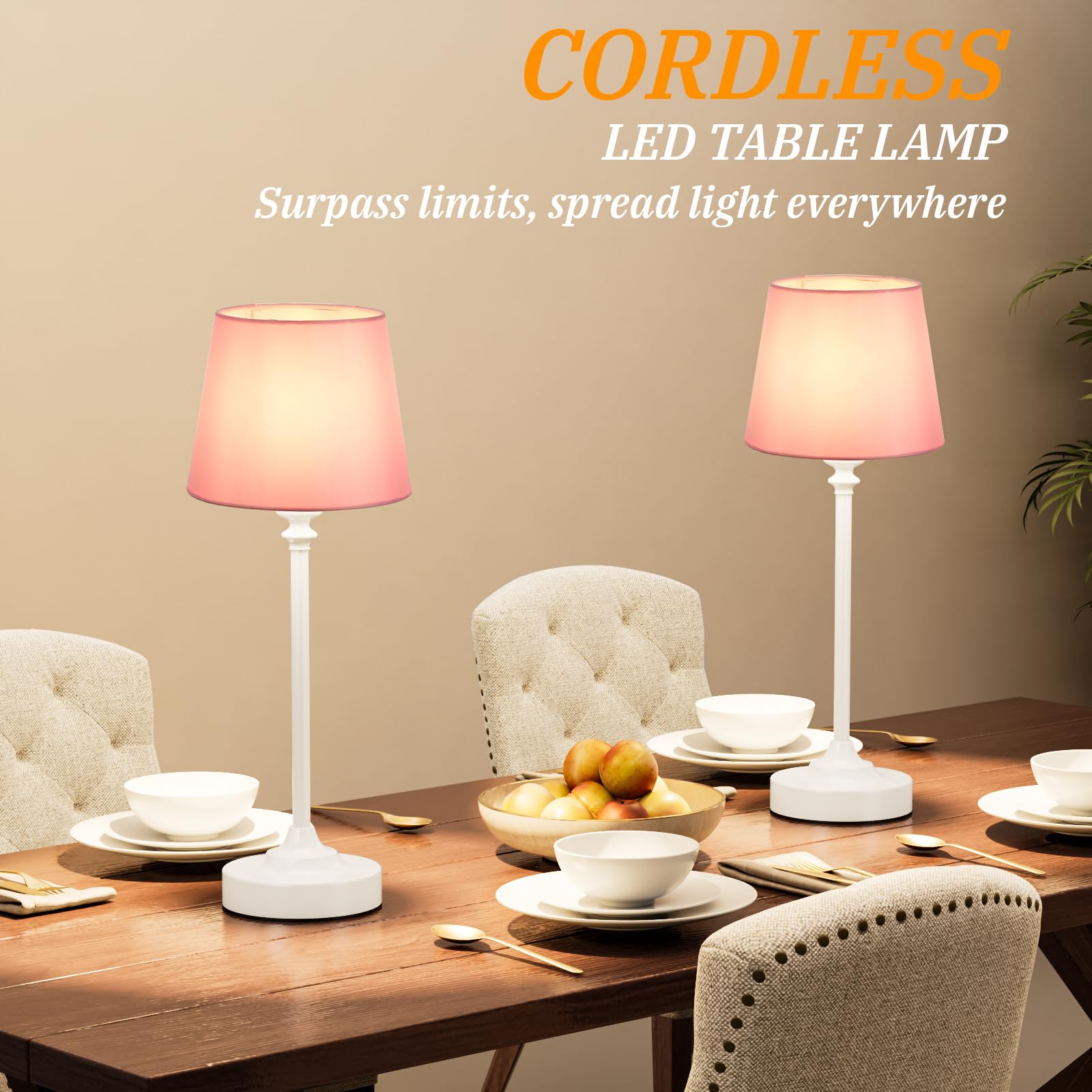 Touch Control Cordlss Table Lamp, USB-C Rechargeable Lamp with Stepless Dimming, 4000mAh Battery Operated Bedside Lamp for Bedroom, Living Room, Night Light & Emergency Lighting, Black, 1 Pack
