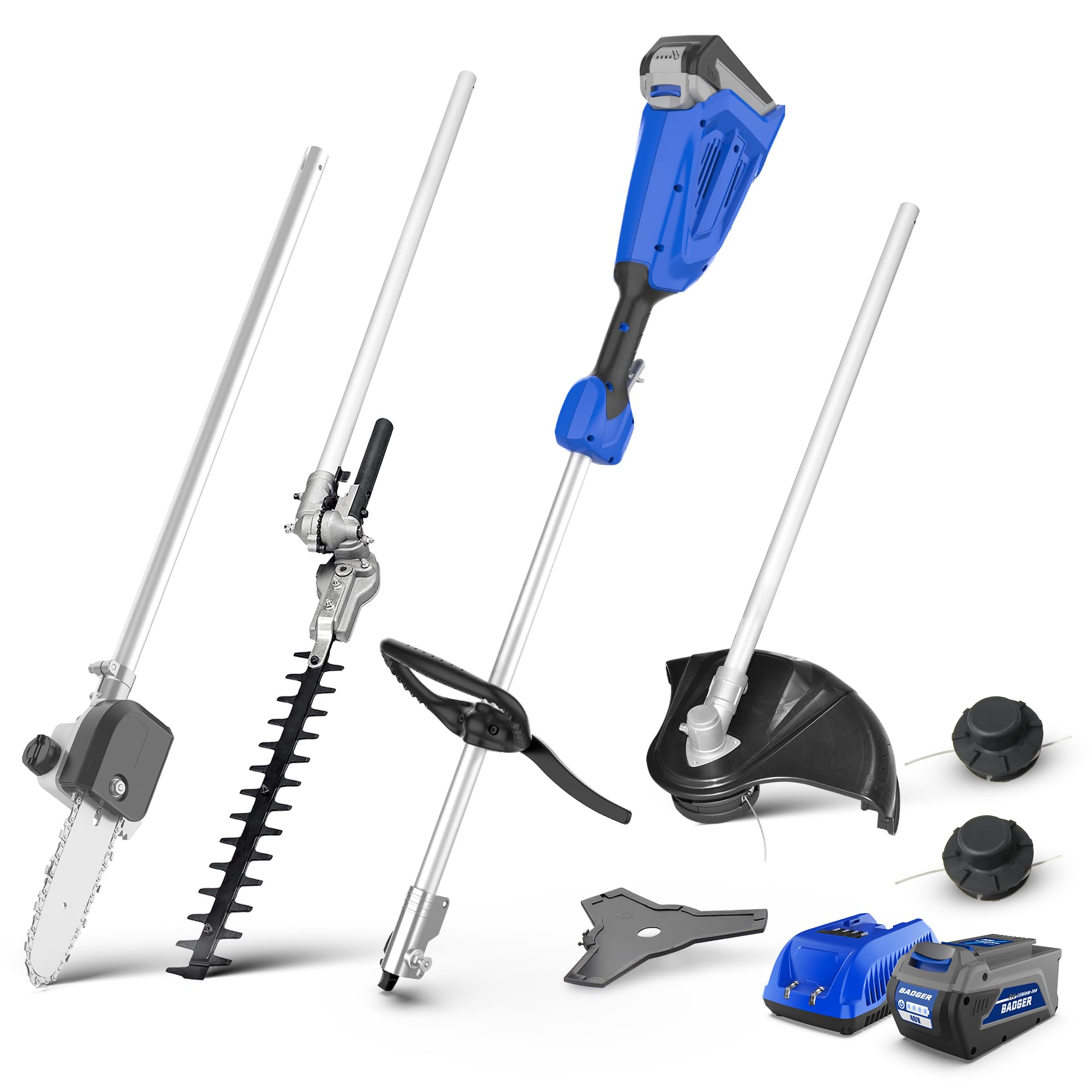 Wild Badger Power 20V Weed Wacker, Leaf Blower, Wheeled Edger Kit Electric with 2 * 2Ah Battery & Charger, String Trimmer, Lightweight, Adjustable Telescopic Shaft, Fast-Charging