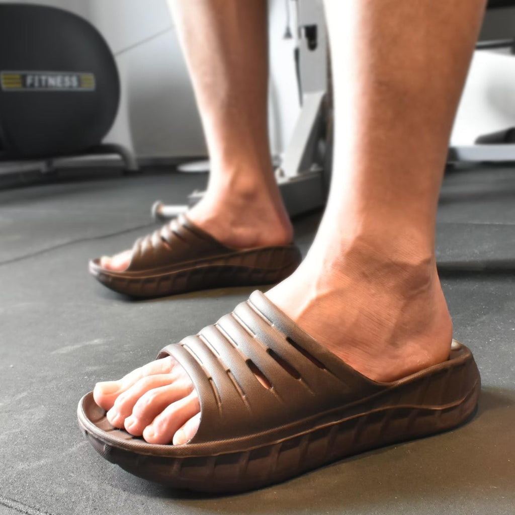 GPOS Mens Sport Recovery Sandals Plantar Fasciitis Thick Cushion Slides Sandals Lightweight Comfort Orthotic Slippers