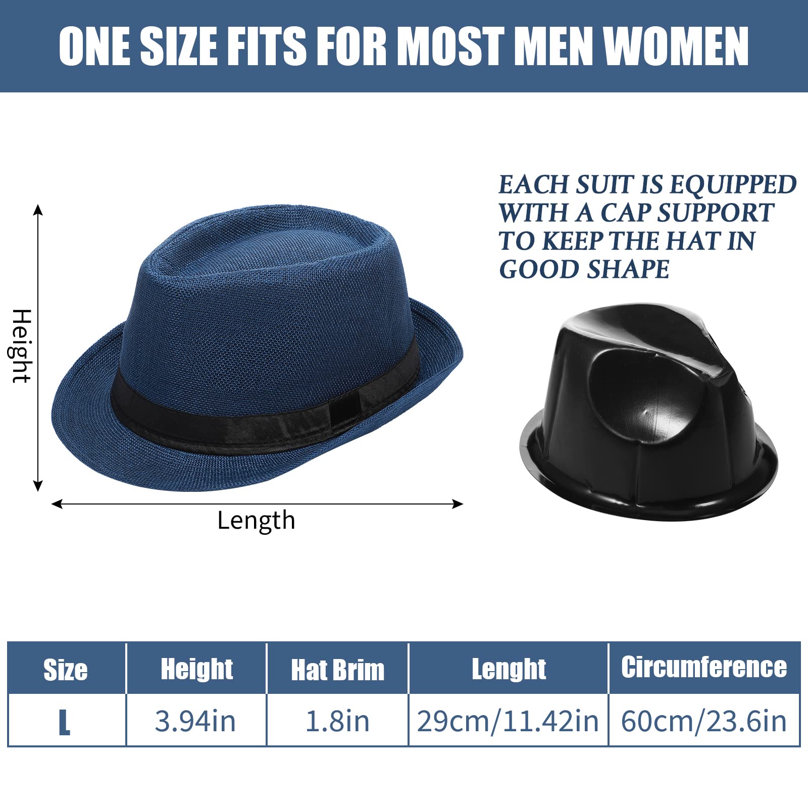 Haysandy 10 Pack 1920s Fedora Hats for Men Short Brim Sun Panama Hats for Men Women Party Costume