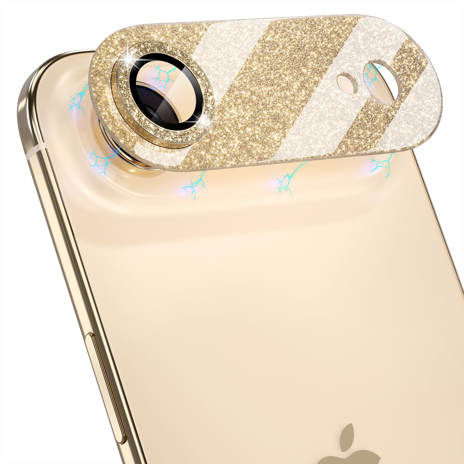 Choiche Compatible for iPhone 16 Pro/iPhone 16 Pro Max Camera Lens Protector, Bling Camera Cover with 9H Tempered Glass Lens Screen Protector Metal Ring Decoration Accessories(Black)