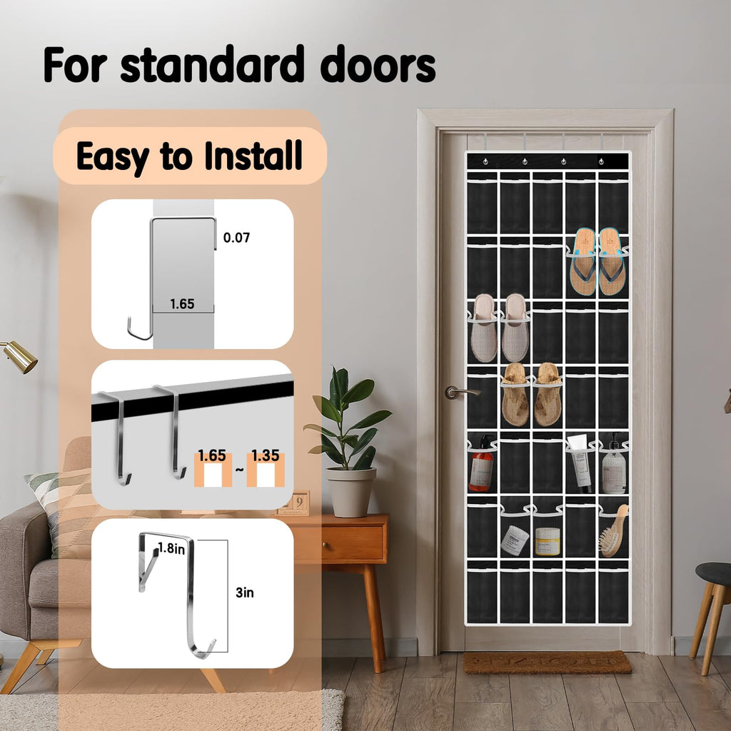 Kotkn 10 Tier Over The Door Organizer - Heavy Duty Hanging Storage Rack with Sturdy Oxford Fabric, Holds 20+ Pairs of Footwear, Boots & Sneakers, Saves 50% Closet Space(Beige)