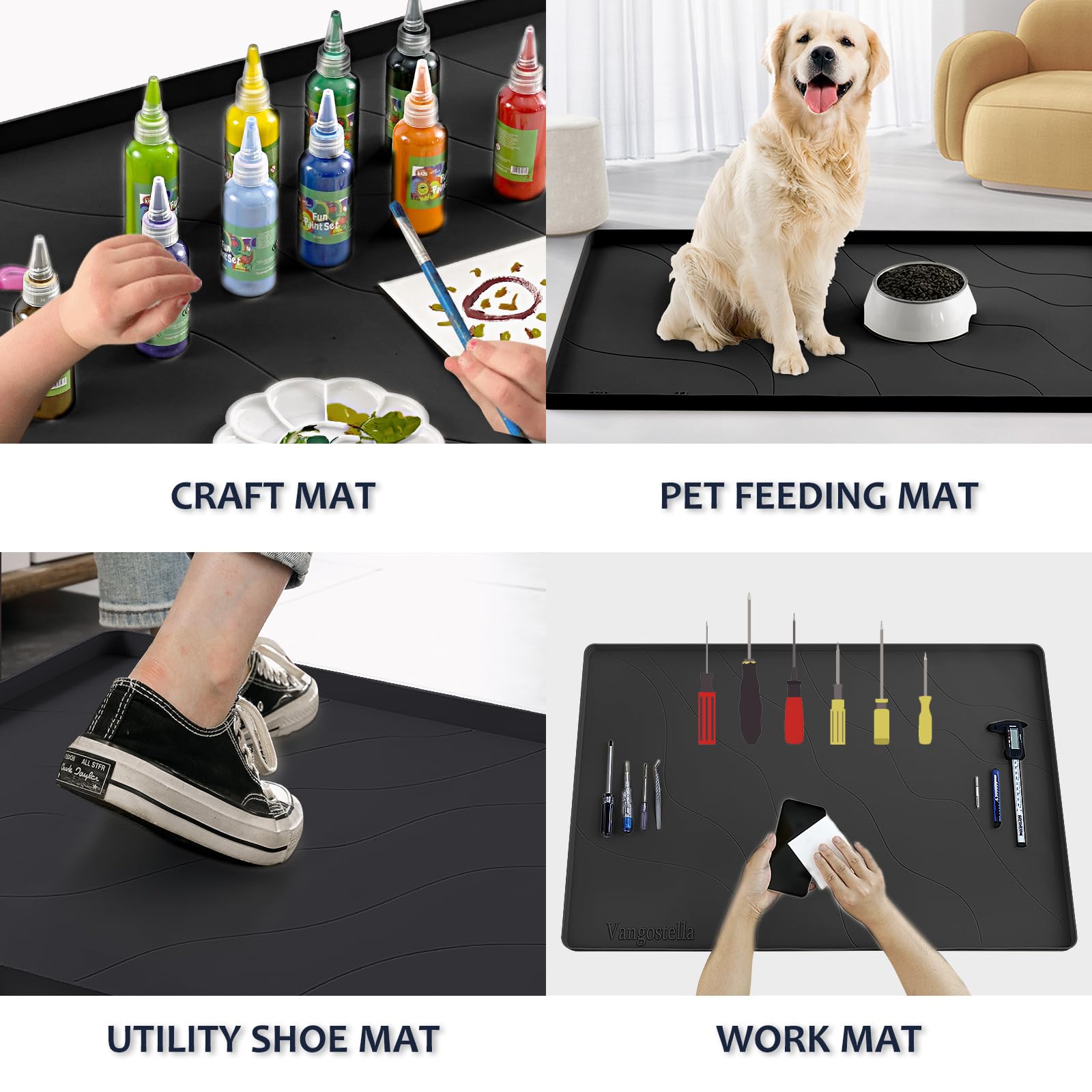 Heavy Duty Silicone Under Sink Mats for Kitchen Waterproof 19" x 19", Extra Thick Under Sink Rubber Mat Drip Tray, Raised Edge Under Sink Liner,Prevent Drips, Leaks, Spills,Beige
