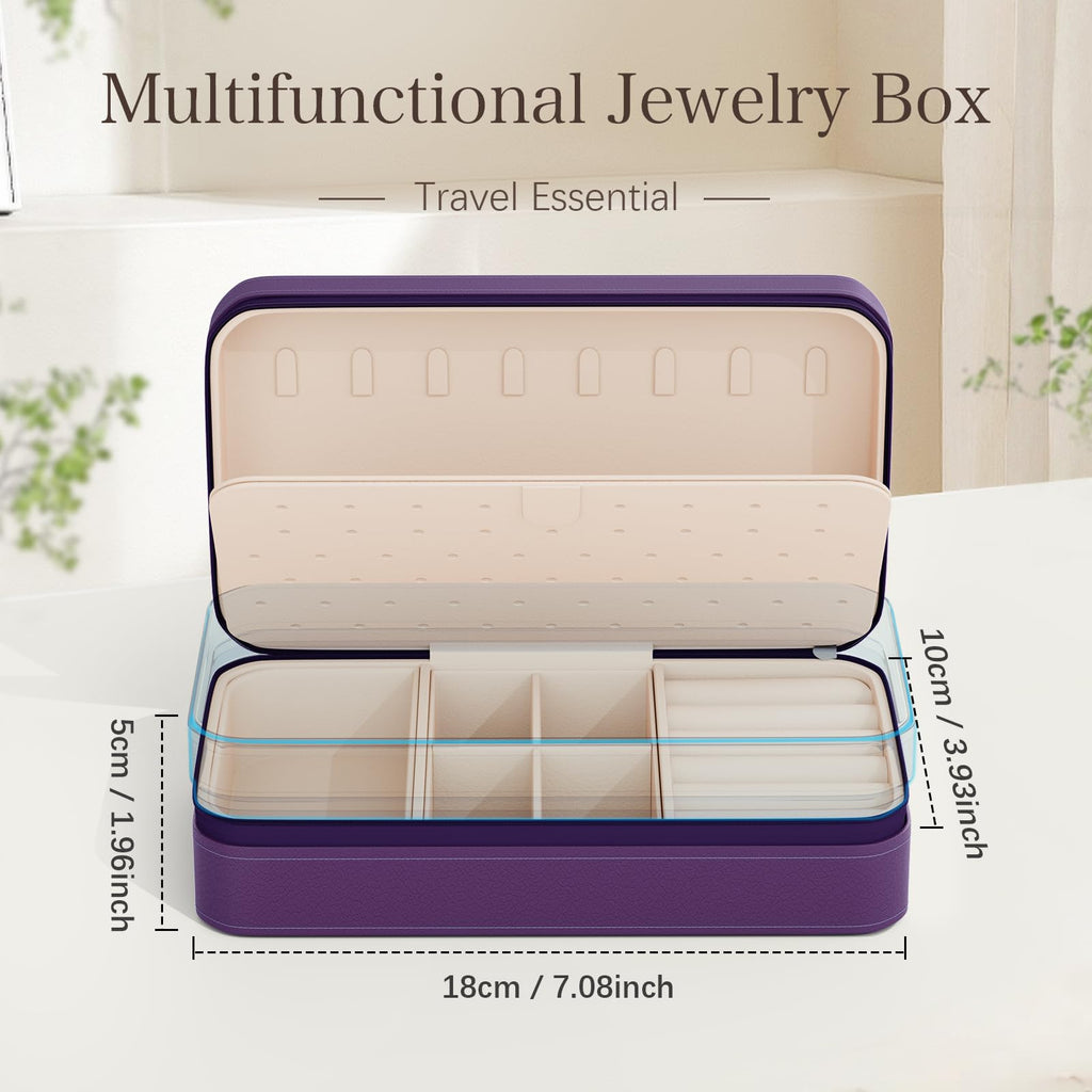 DesignSter Travel Jewelry Box, PU Leather Portable Jewelry Case, Small Jewelry Boxes for Gifts, Travel Jewelry Organizer for Women Rings Earrings Necklaces Bracelets (Avocado Green)