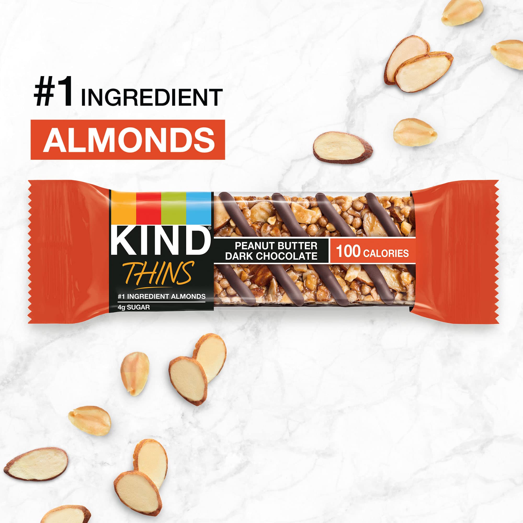 KIND Thins Snack Bars, 2 Flavor Variety Pack, Gluten Free, 100 Calorie, 60 Count, Peanut Butter Dark Chocolate & Dark Chocolate Cherry Cashew
