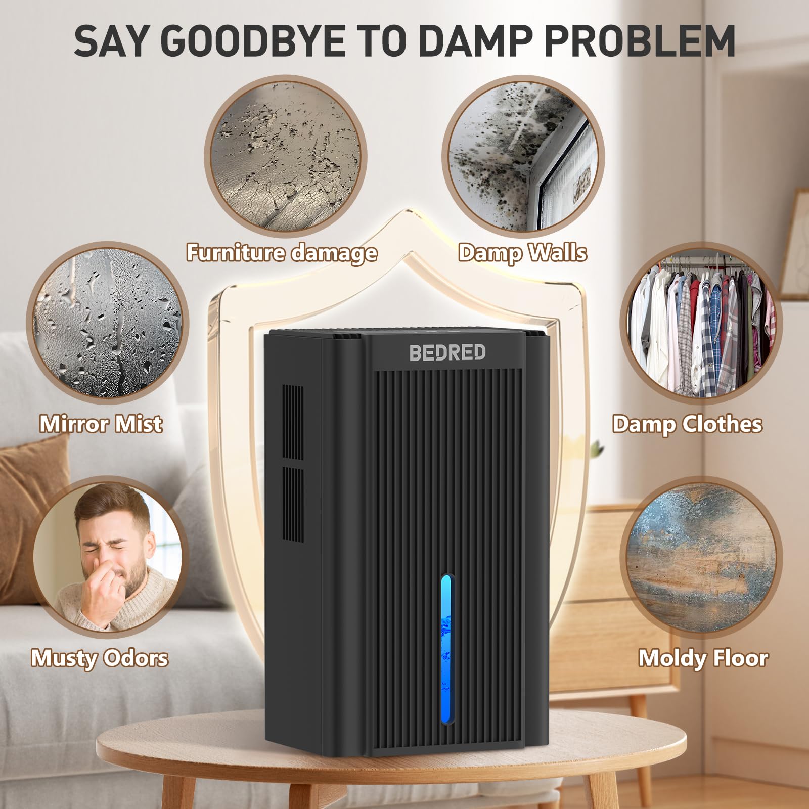 Dehumidifier, 95OZ Dehumidifier for Home 1000 Sq.Ft - Quiet with Auto Shut Off & Relaxing 7 Color Ambient Light,Ideal for Livingroom, Bedroom, Basement(White)