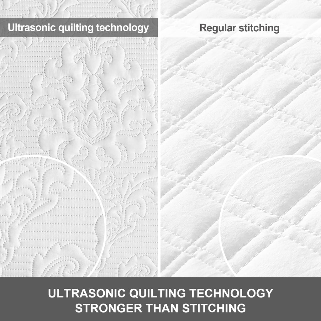 Hansleep Black Quilt Twin Size - Damask Ultrasonic All Season Bedspread Twin, Soft Lightweight Coverlet Bedding Set, 2 Pieces (1 Quilt, 1 Pillow Sham)