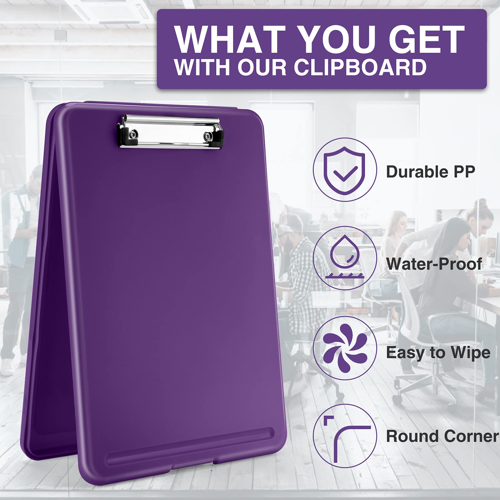Sooez Clipboard with Storage, Plastic Storage Clipboards with Low Profile Clip, Nursing Clip Boards Foldable, Hanging Clipboard Case for Work, Teacher, Classroom Must Haves, Office School Supplies