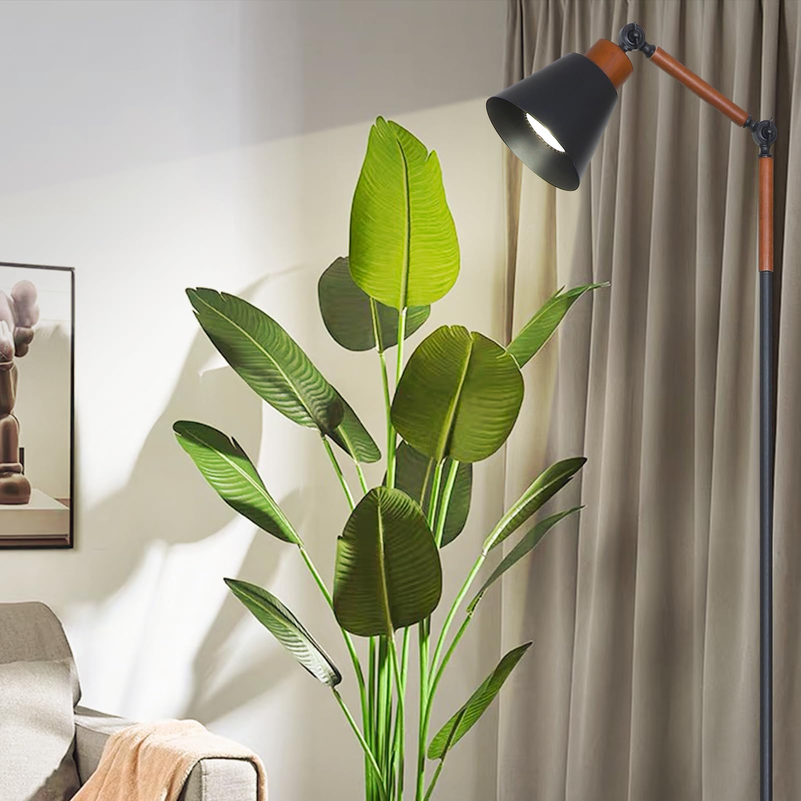 HMVPL Grow Lights for Indoor Plants Full Spectrum, Plant Lights for Indoor Growing with 20W COB Grow Light Blub, 4/8/12H Timer, Standing Tall Grow Lamp for Middle Large Plants(75'', Height Adjustable)