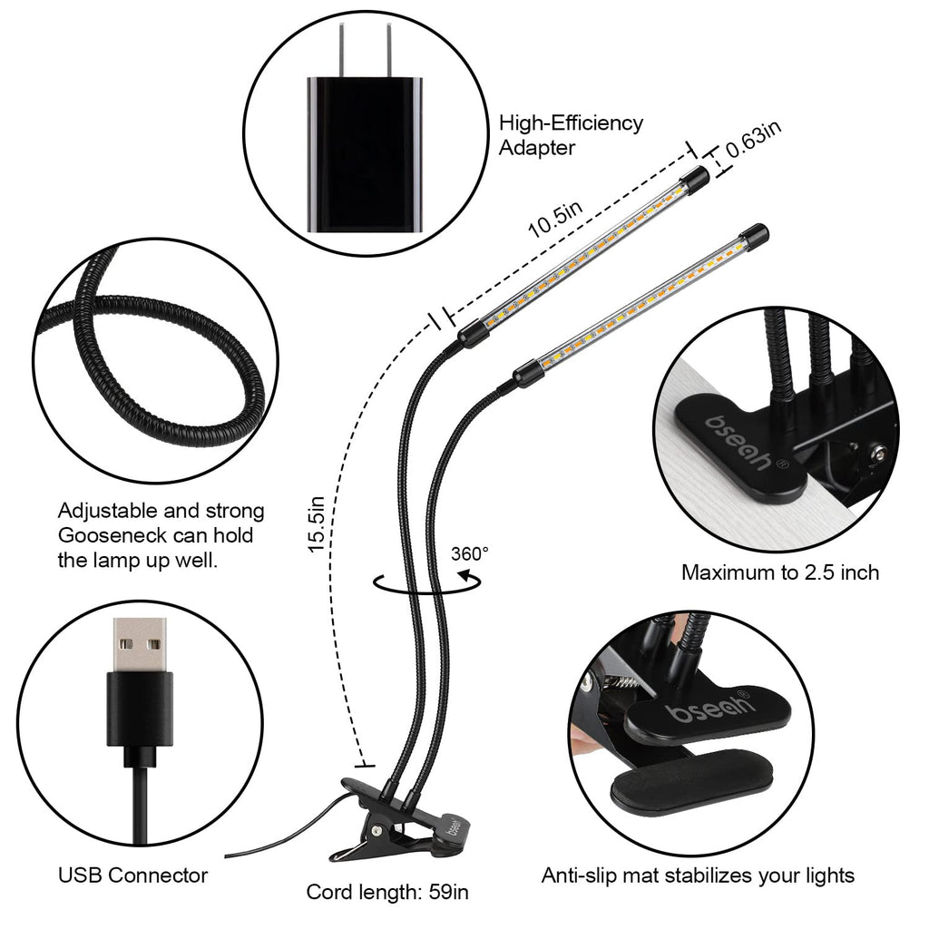 bseah Grow Light Plant Lights for Indoor Plants, Full Spectrum Plant Grow Lamp, 10 Dimmable Levels, Auto ON & Off with 3/9/12H Timer