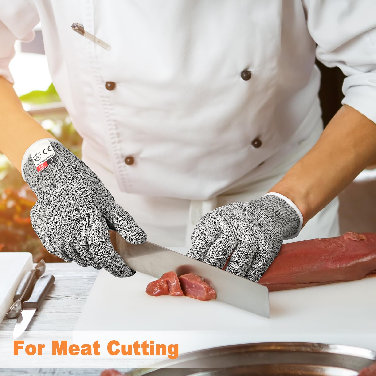 Xuhal 12 Pairs Cut Resistant Gloves Level 5 Protection Cutting Safety Kitchen Anti Cut Gloves for Kitchen (M)