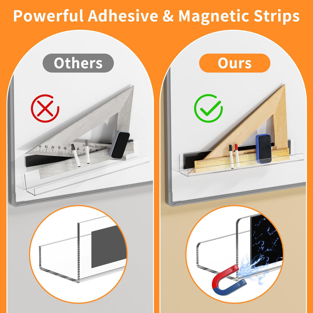 Magnetic Book Shelf for Whiteboard, Reusable Acrylic Book Display Shelf with Strong Adsorption Capacity, Magnetic Book Holder for Classroom Refrigerator Office Teacher Kids, Black