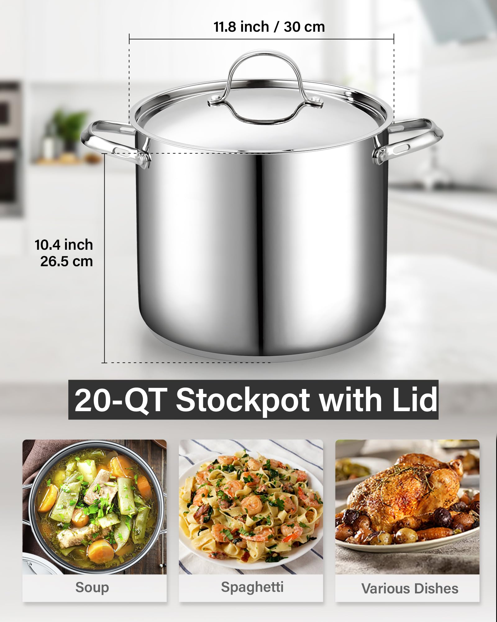 Cooks Standard Classic 6 Quart Stock Pot with Lid, Stainless Steel Dutch Oven