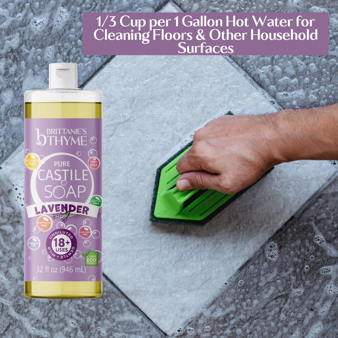 Brittanie’s Pure Castile Liquid Soap Refill, Bergamot Lime, 12 Ounce | Dish Soap, Hair & Body, Home, Gentle and Pure, Made with Natural Luxurious Oils, Vegan & Gluten Free Non-GMO