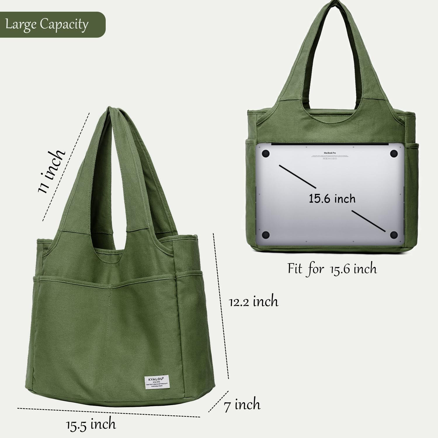 KYALOU Utility Large Tote Bag, Women Casual Shoulder Bags for Work School Gym Beach Travel Shopping Grocery | Utility