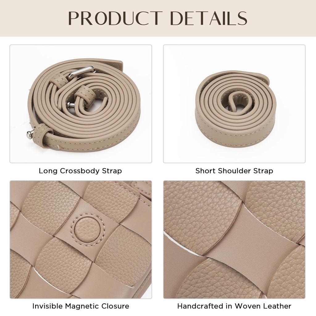 CHUNLI Woven Evening Clutch Purses for Women, PU Crossbody Shoulder Purse Handbag for Evening, Formal Events, Wedding, Party