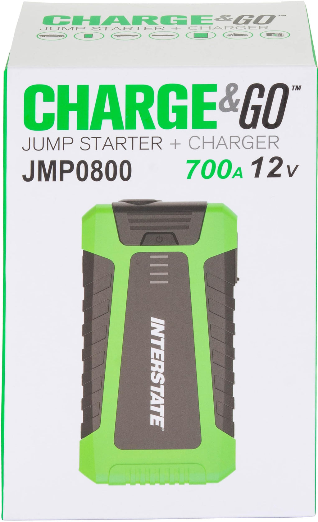 Interstate Batteries Jump Starter and Charger 12V 700A (8,000mAh, 8Ah) Portable LED Jumpstart Battery Power Pack for 12 Volt Automotives, USB Electronics (JMP0800)