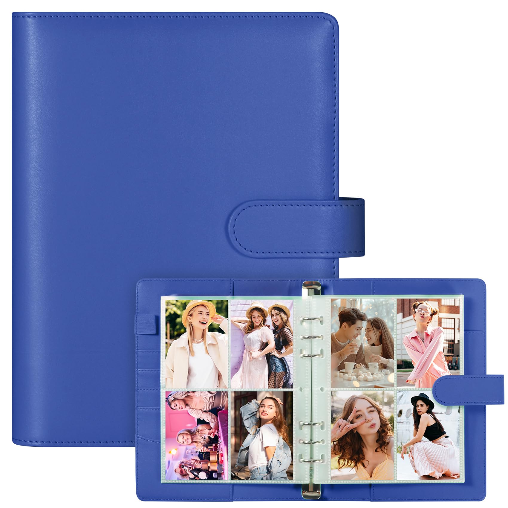 A5 Kpop Photocard Binder with 30 Pack 4-Pocket Card Pages, 6 Ring A5 Binder Card Collector Album with 240 Card Slots,PU Leather Binder Cover with Magnetic Buckle Closure for Organizing Trading Card