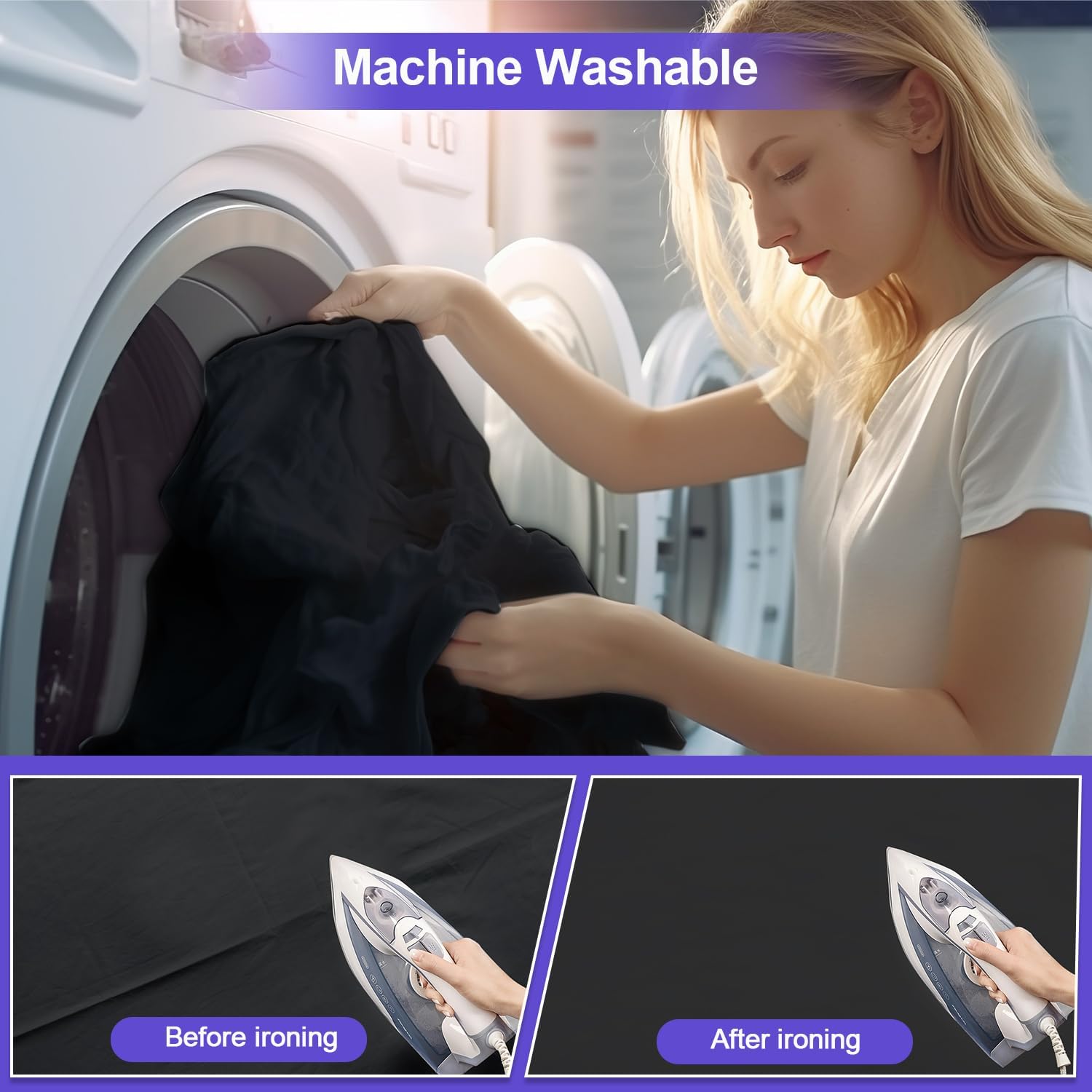 Black Backdrop 10x10ft, Photo Backdrop Curtain for Photoshoot, Pure Photographic Studio Backgrounds, Thick Polyester Fabric Photography Black Screen for Party Portraits Video Recording (Backdrop Only)