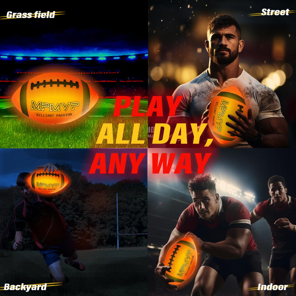 Glow in The Dark Football, Light Up LED Football Size 6, USB Rechargeable, Cool Outdoor Sports Boy Toys for Night Games, Birthday Gifts for Kids & Teens Age 6–12