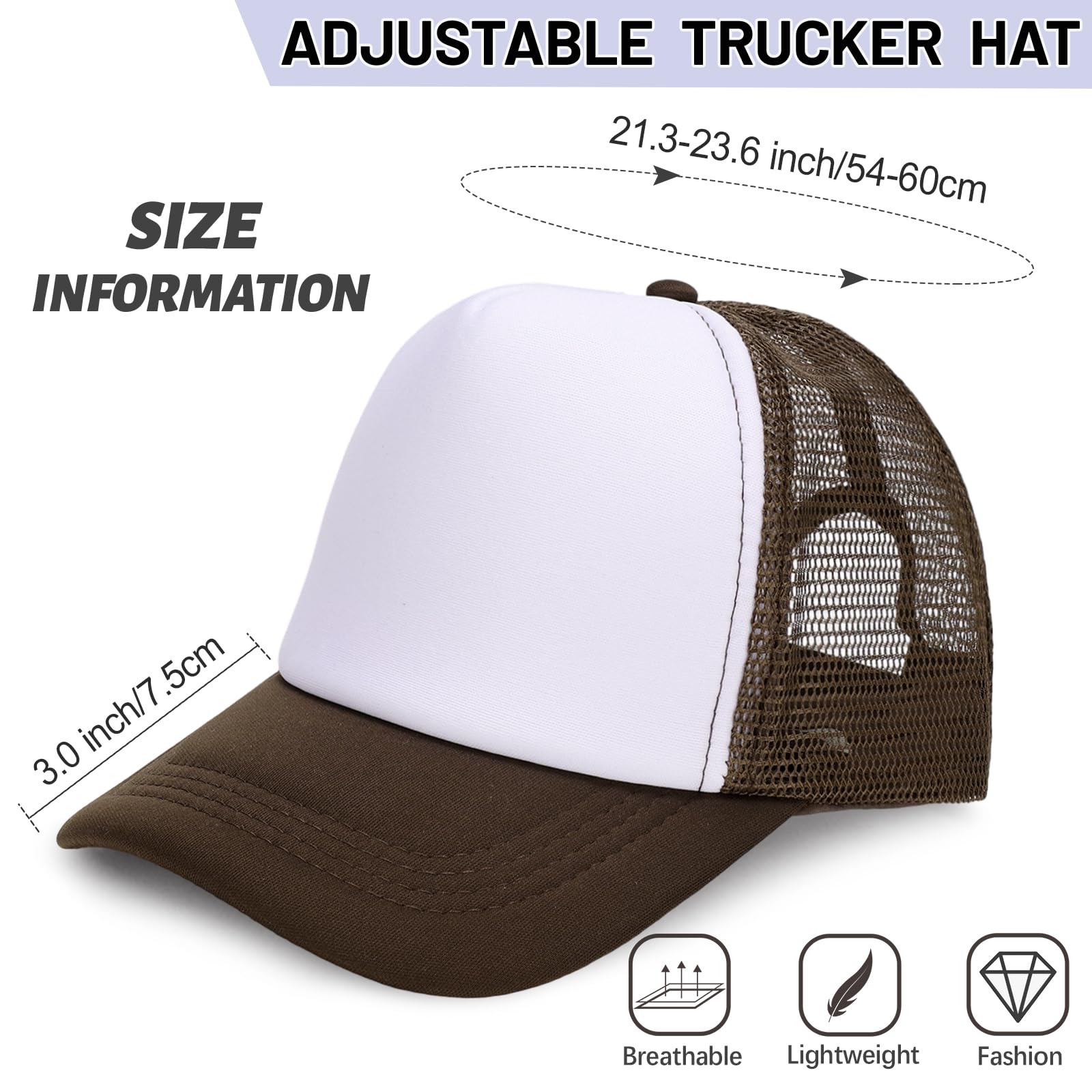 Ultrafun 10 Pack Trucker Hat Mesh Sublimation Blank Hats Adjustable Baseball Caps Hats for Men Women