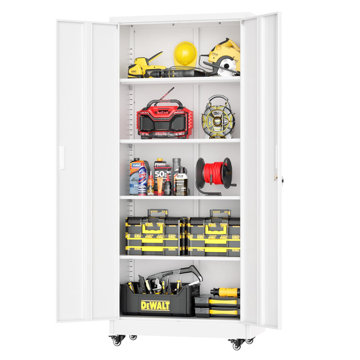 Greenvelly Metal Storage Cabinet, 36" Locking Storage Cabinet with Doors and Shelves, Lockable Storage Cabinets for Home Office, Utility Locker Cabinet, Steel Garage Cabinet with 2 Keys, Black