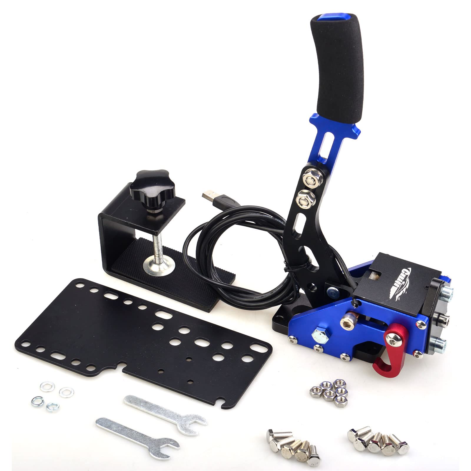 CNRAQR PC Racing Game USB Handbrake for 16Bit SIM for Racing Games, Compatible with G27 G29 G920 G923 T500 T300 Simulate Linear Handbrake（With Fixing Clip and Plate