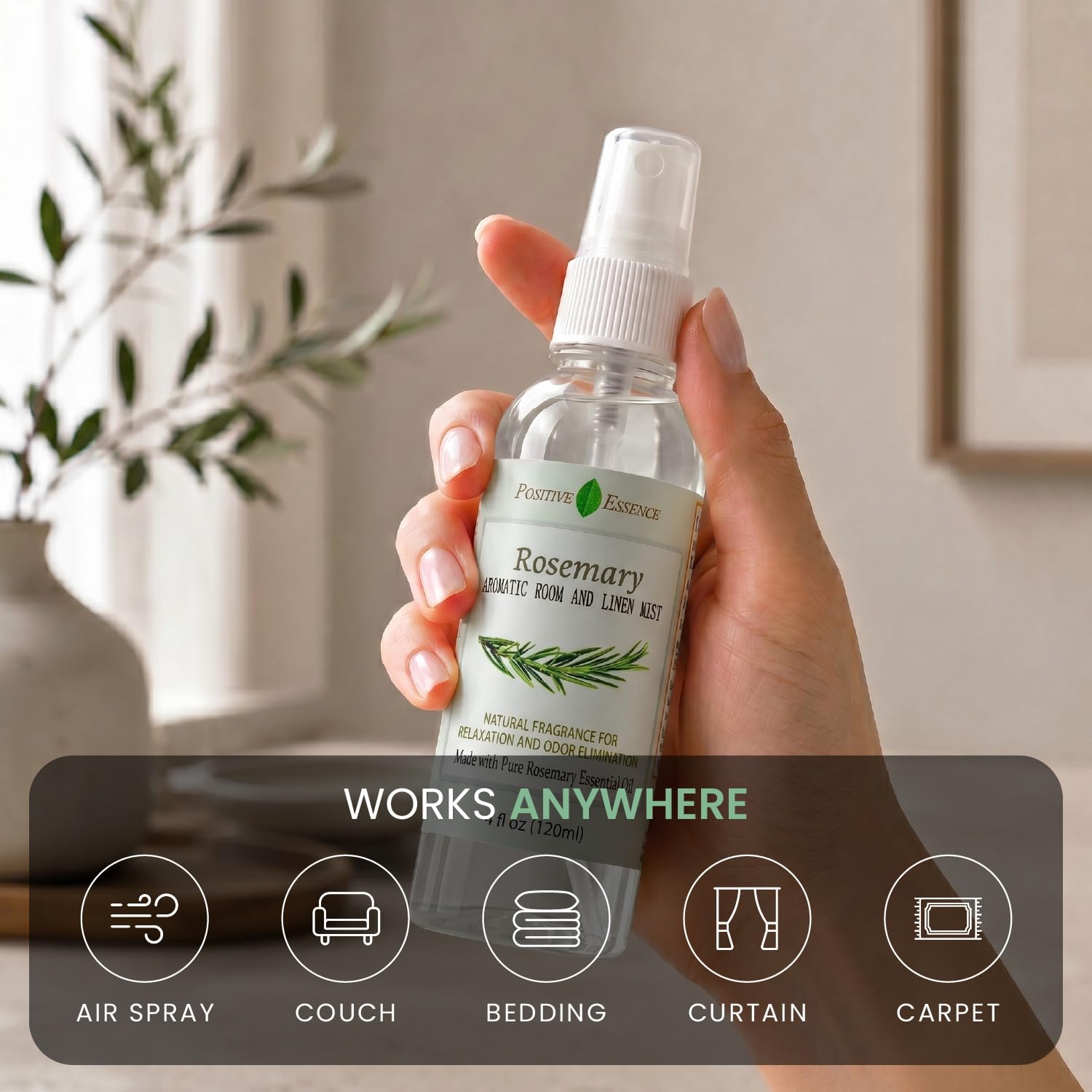 Linen and Room Spray Gift Set, (Lavender, Lemongrass, Rose, & Peppermint), Natural Air Freshener Made with Pure Essential Oils & Minimal Ingredients, Perfect Bathroom Spray or Room Mist, 4-Pack