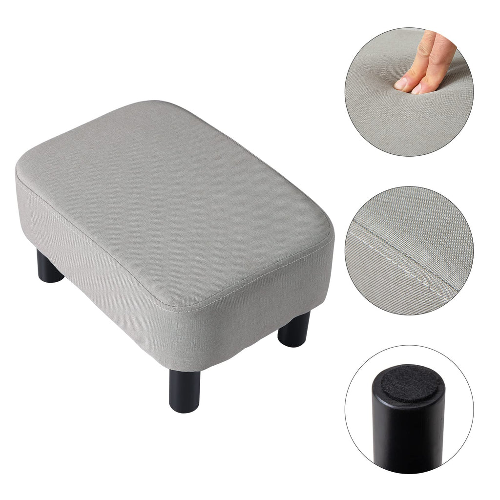 IBUYKE 16.54" Small Footstool, PU Faux Leather Step Stool, with Padded Seat Pine Wood Legs and Padded Rectangular Stool, for Bedroom, Black RF-BD210