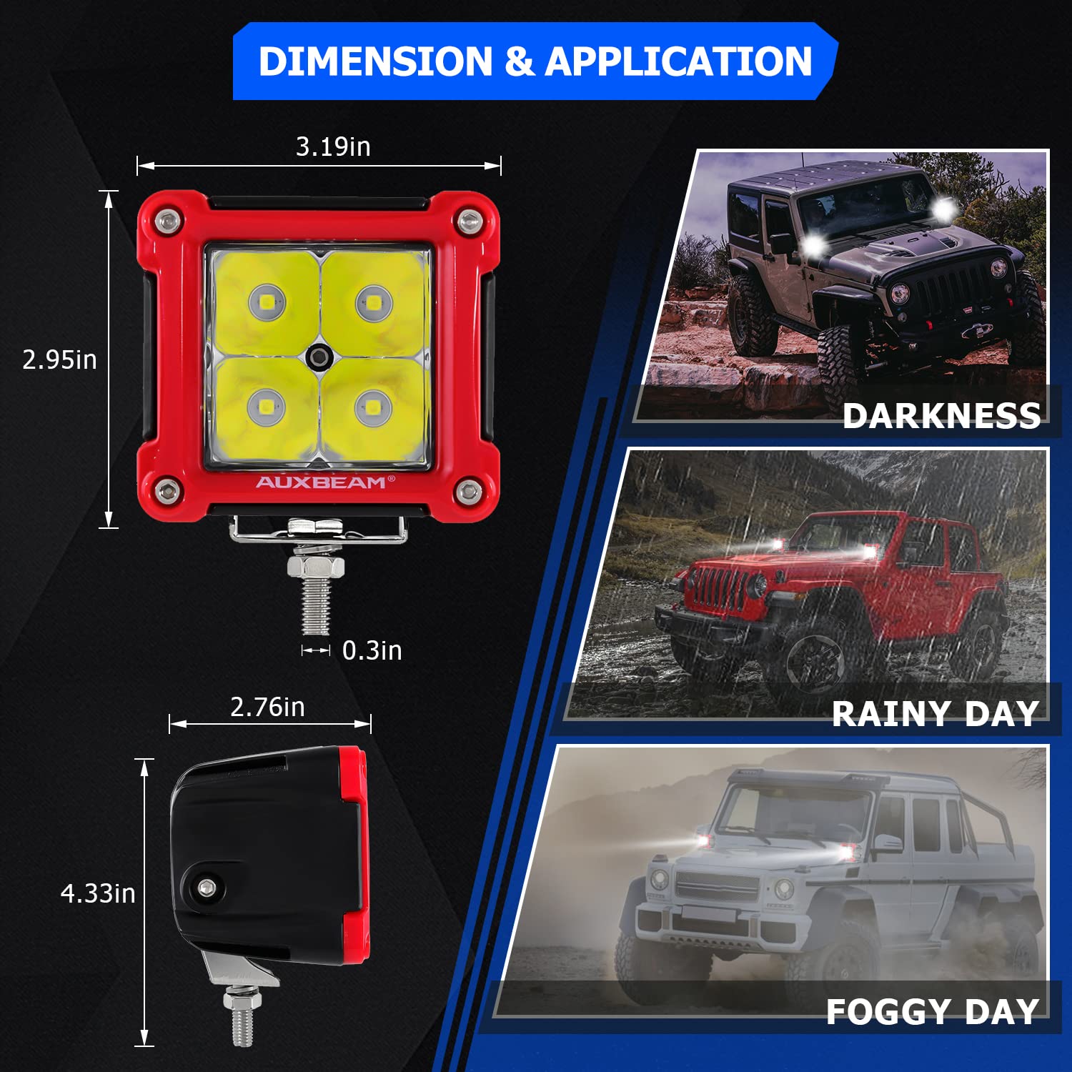 Auxbeam FA Series 3 Inch LED Cubes with DRL 2 Modes Spot Beam Offroad Lights 20W Driving Spotlights A-Pillar Ditch Lights for 4x4 Truck Car ATV Motorcycle, Pair