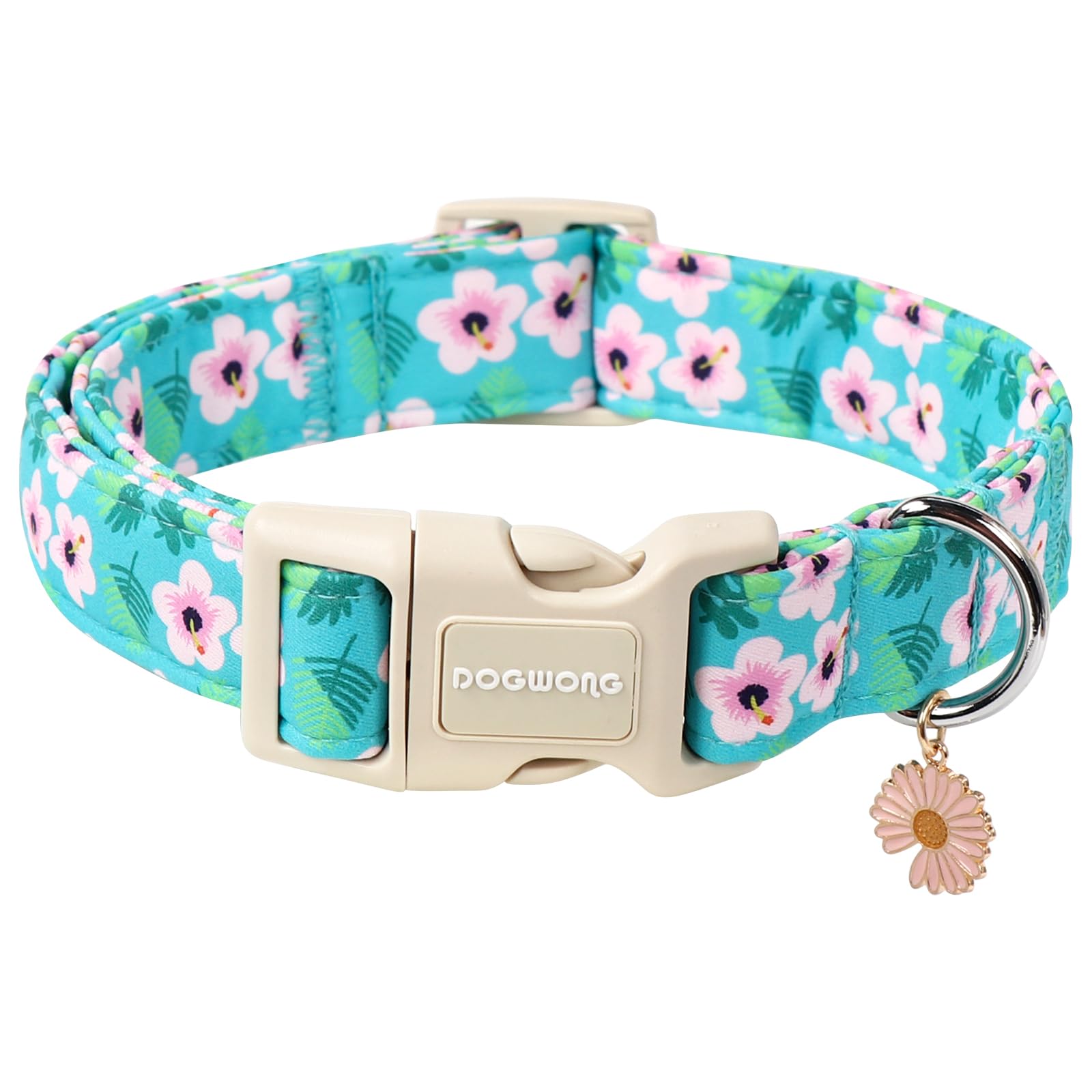 DOGWONG Cotton Dog Collar, Blue Plaid Heavy-Duty Dog Collar Durable Soft Boy Dog Collar Cute Wedding Puppy Necklace for Small Medium Large Dog
