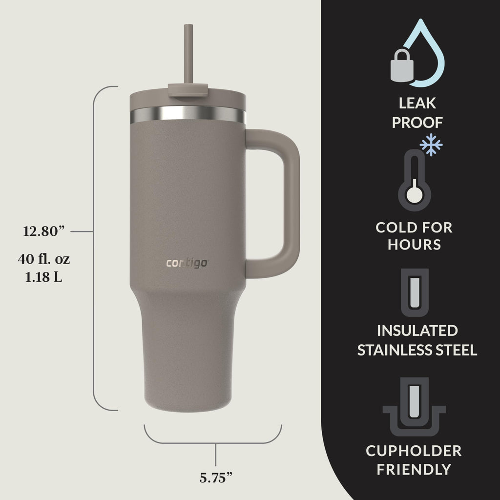 Contigo Streeterville 30oz Tumbler, Stainless Steel Vacuum Insulated, Leak-Proof, Cold for 29 Hours, Fits in cupholders, Licorice