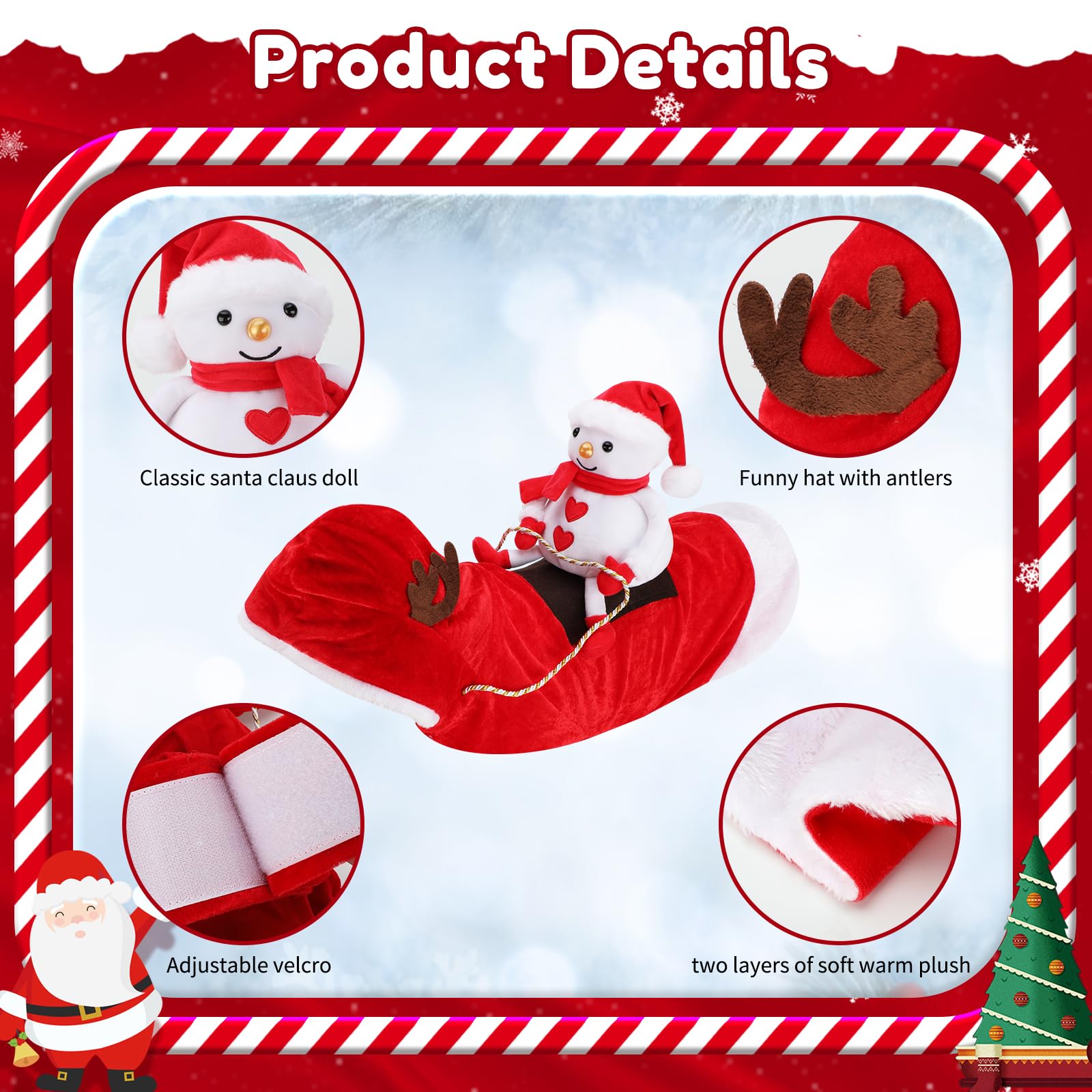 BWOGUE Santa Dog Costume Christmas Pet Clothes Santa Claus Riding Pet Cosplay Costumes Party Dressing up Dogs Cats Outfit for Small Medium Large Dogs Cats