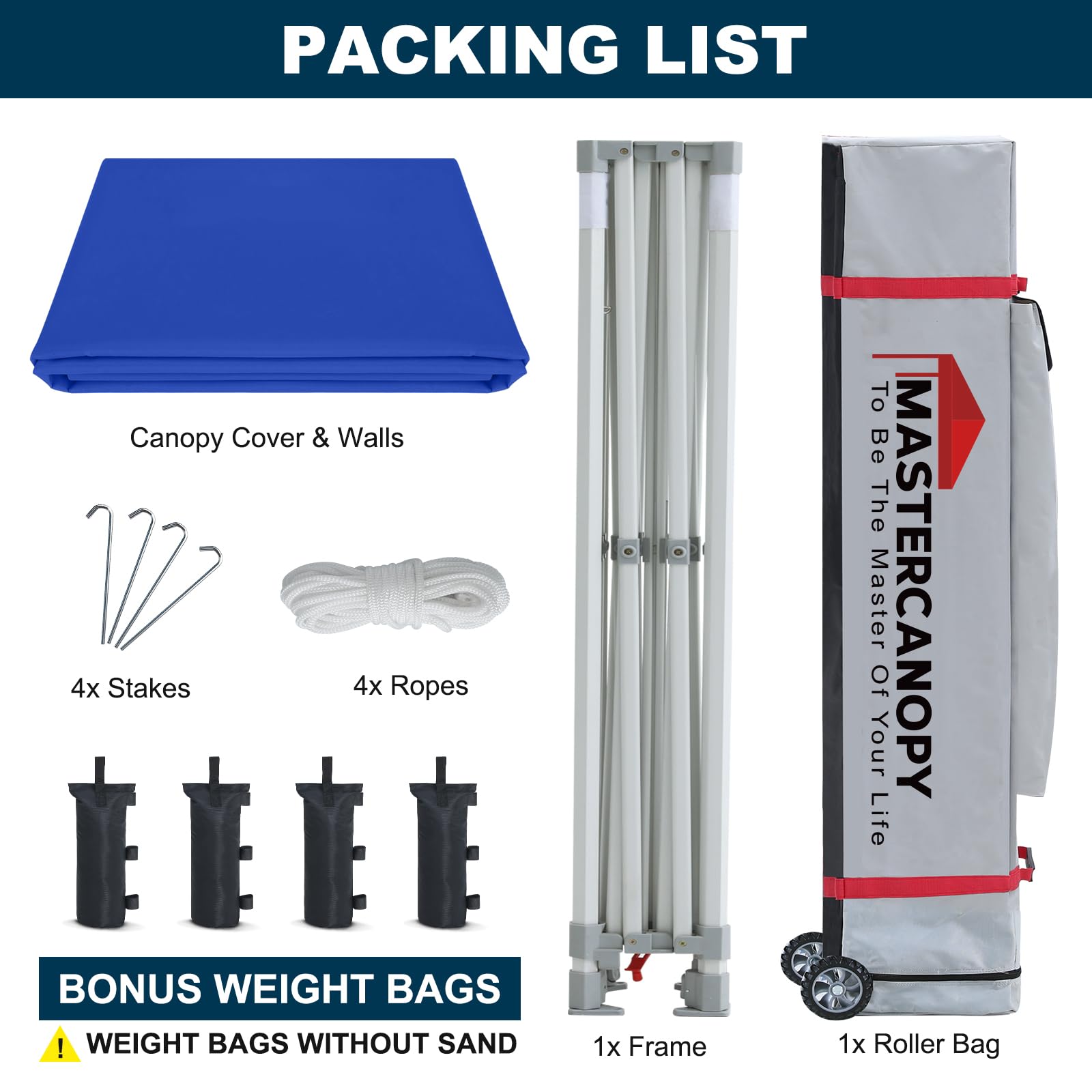 MASTERCANOPY 10x10 Premium Heavy Duty Pop Up Commercial Instant Canopy with Sidewalls(10x10 Blue)