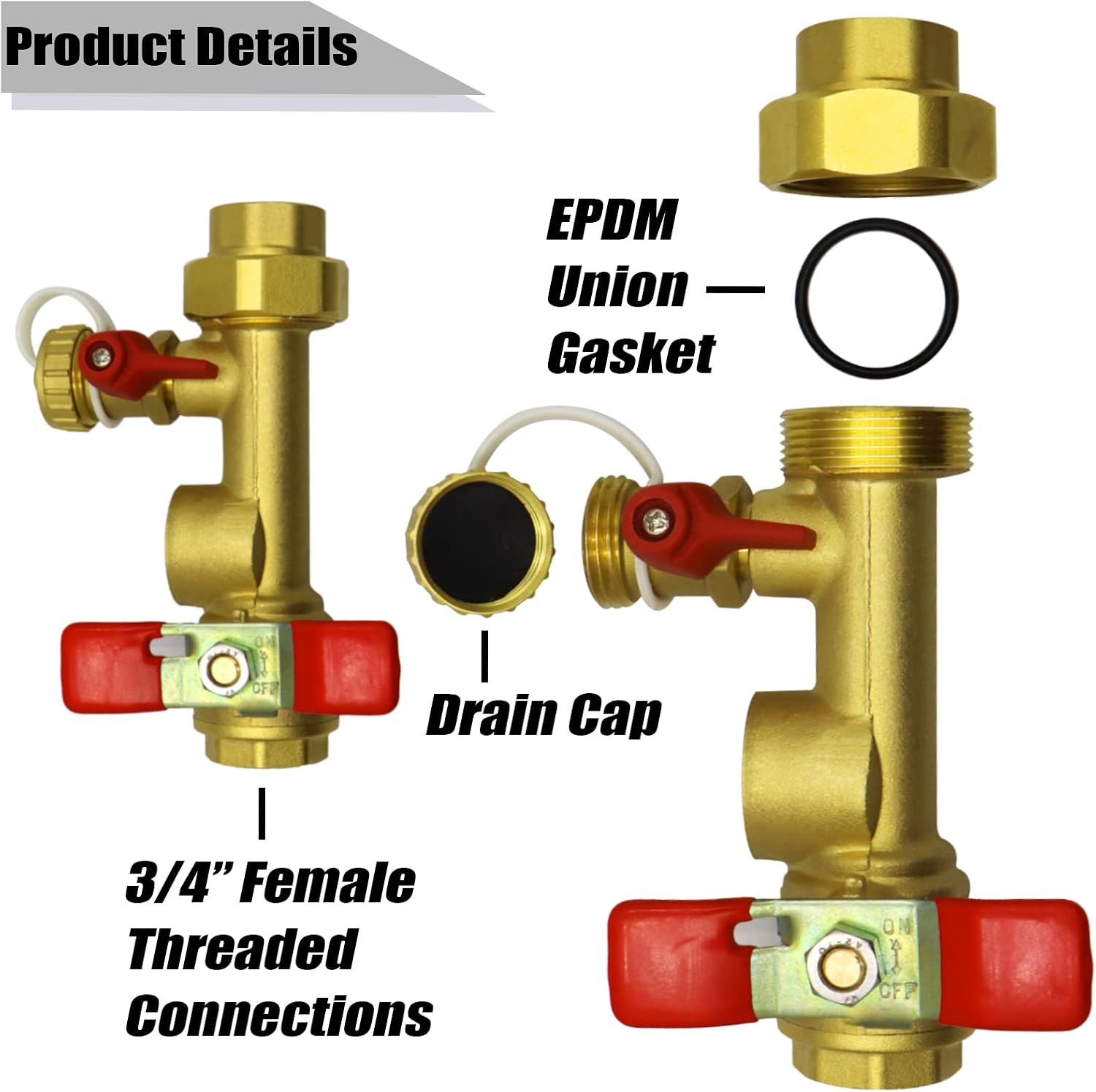 3/4 Inch IPS Isolator Tankless Water Heater Service Valve Kit with Pressure Relief Valve, Clean Brass, 3/4 Inch Service Installation Valve for rheem,rinai,ecosmart,navien,noritz,takagi,bosch